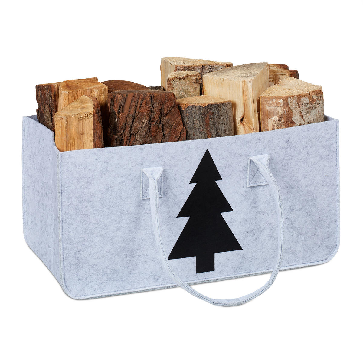 KAMINHOLZTASCHE - Grau, Textil (50/25/25cm) - Relaxdays