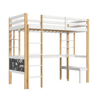 HOCHBETT 90x200 cm mit Tisch, Regal, Leiter, Kiefernholz, Weiß - Weiß, Holz (90/200cm)
