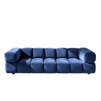 SOFA 4-Sitzer, Couch, Veloursstoff Bluvel, Tintenblau, Averro - Blau, Holz (280/70/96cm) - Kaiser Möbel