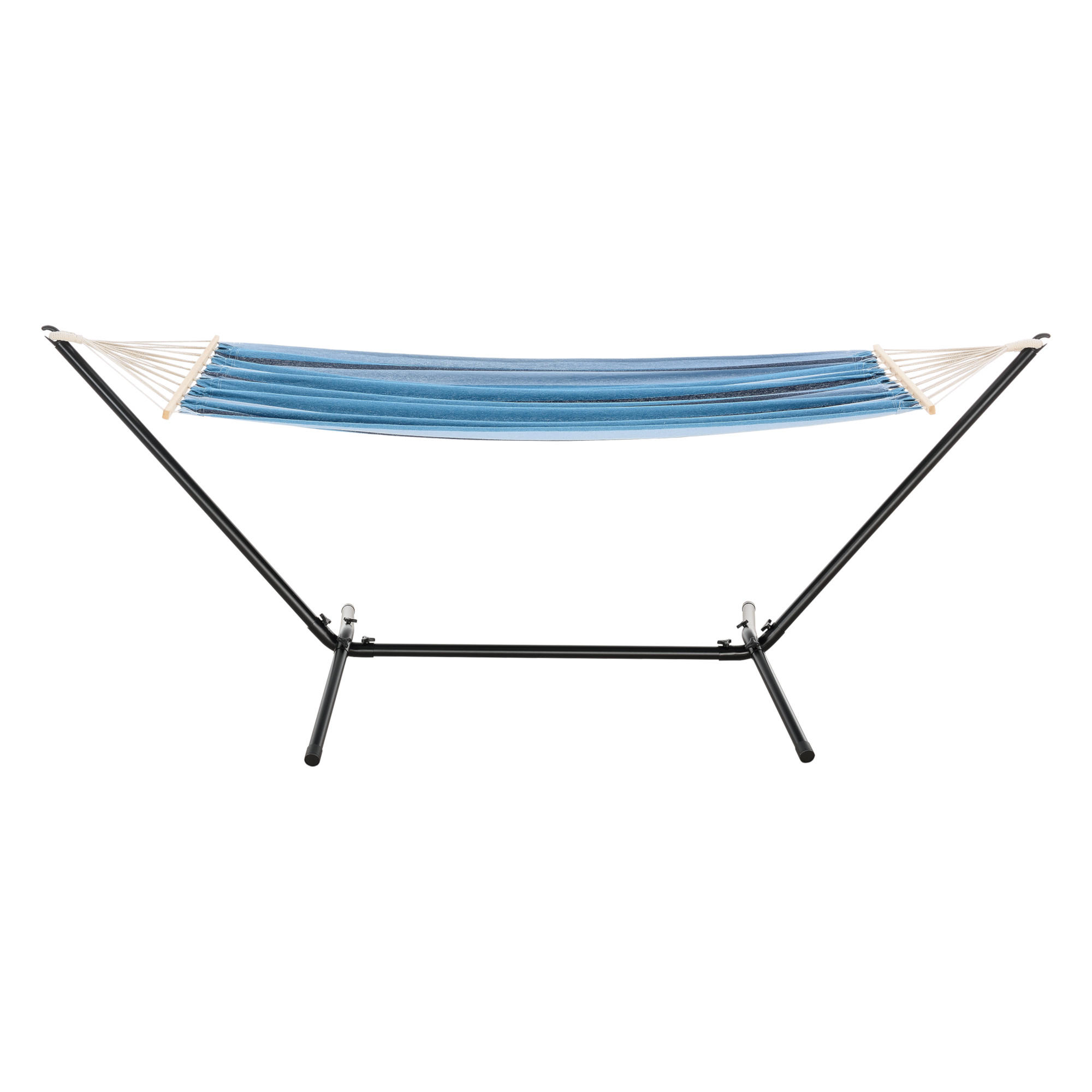 HÄNGEMATTE Surte - Blau/Schwarz, Textil/Metall (300/105/100cm) - [en.casa]