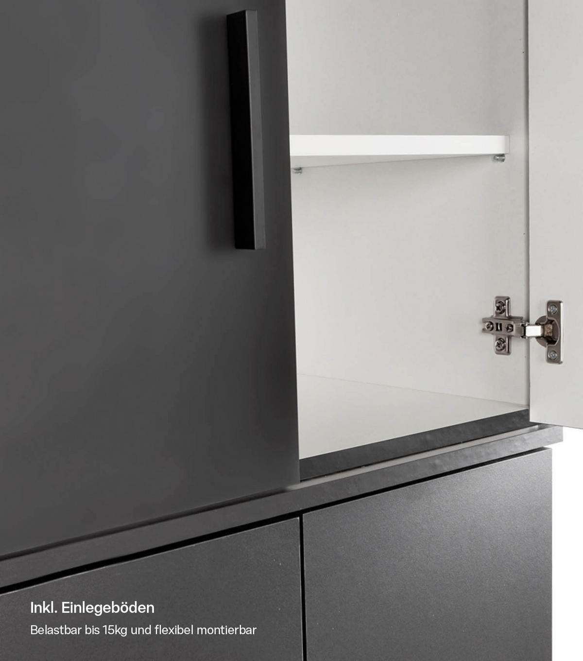 MEHRZWECKSCHRANK Der Extralange - Anthrazit/Schwarz, Holzwerkstoff (60/230/34cm) - Mokebo