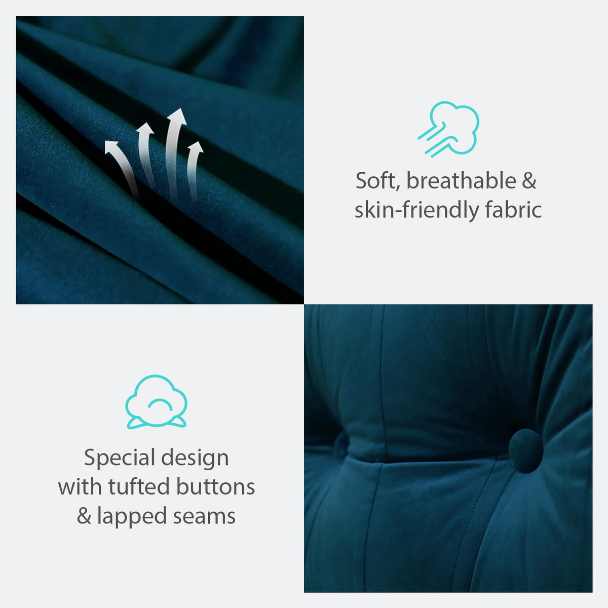 RÜCKENKISSEN Samtlook Blau 200 cm - Blau, Textil (45/200cm) - Vercart