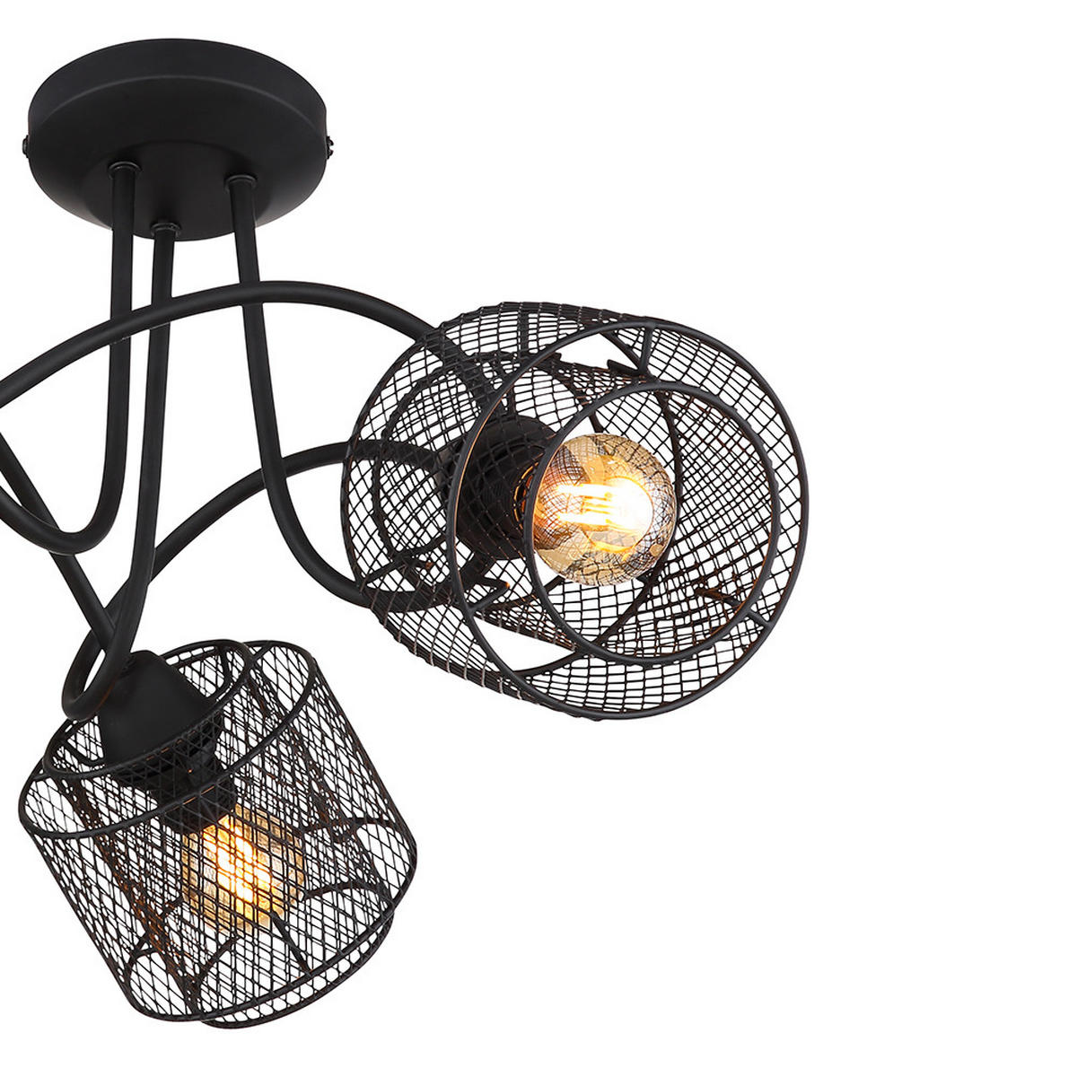 DECKENLEUCHTE Metall Gitteroptik Schwarz - Schwarz, Metall (46/46/27.5cm) - Globo Lighting