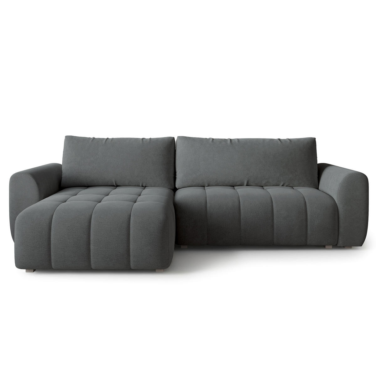 ECKSOFA MODARO CL Grau Samtstoff mit Schlaffunktion - Grau, Holzwerkstoff/Textil (285/148cm) - MASSENO