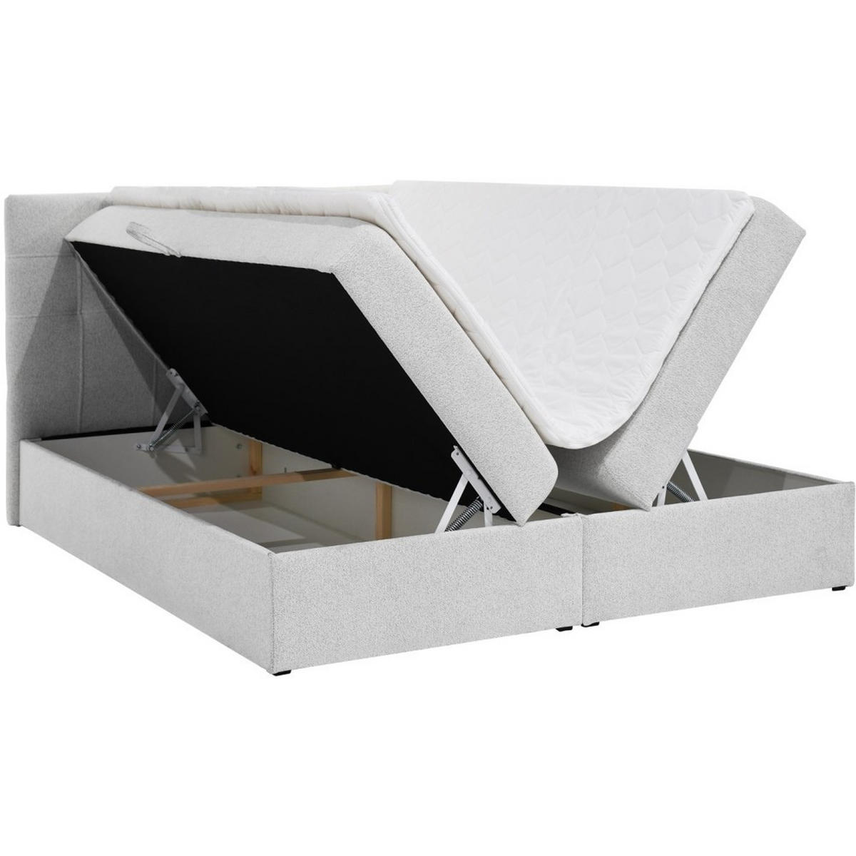 POLSTERBETT Topiq I 144/203/103 hellgrau, Bouclé-Stoff - Hellgrau, Holzwerkstoff (140/200cm) - Beautysofa