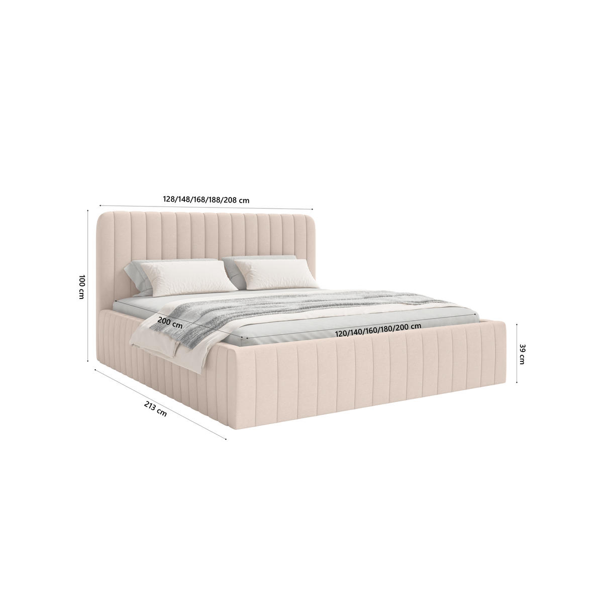 POLSTERBETT Orasi 160x200 cm, Altrosa - Rosa, Textil (200/160cm) - Fedve