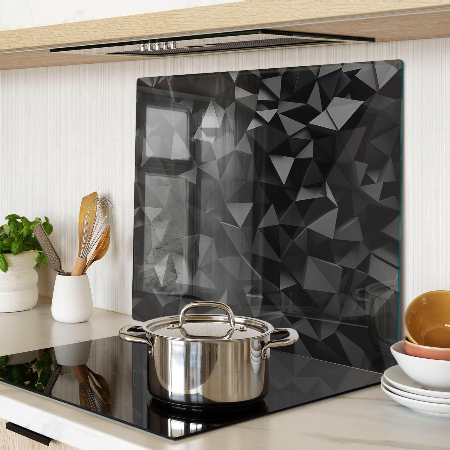 GLASPLATTE 60x52 cm 3D - Schwarz, Glas (60/0.4/52cm) - TULUP