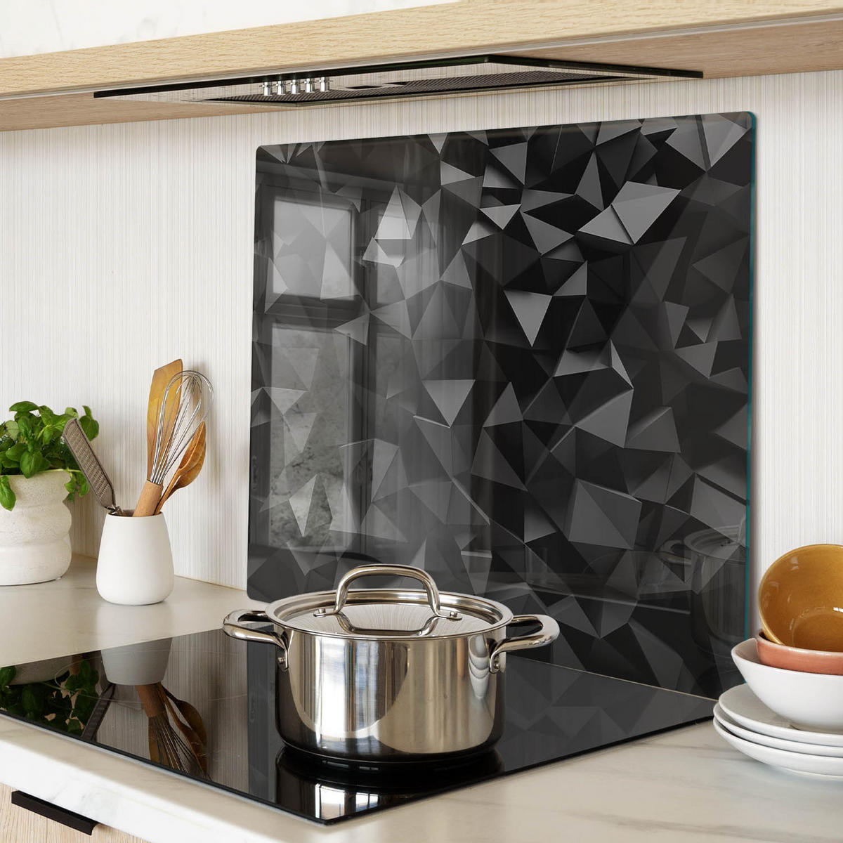 GLASPLATTE 60x52 cm 3D - Schwarz, Glas (60/0.4/52cm) - TULUP