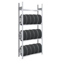 REIFENREGAL TIRE PRO 250x100x43cm 4 Ebenen 150kg Fachlast Bis zu 5 Reifen pro Ebene Verzinkt - Silberfarben, Metall (100/250/43cm) - PROREGAL