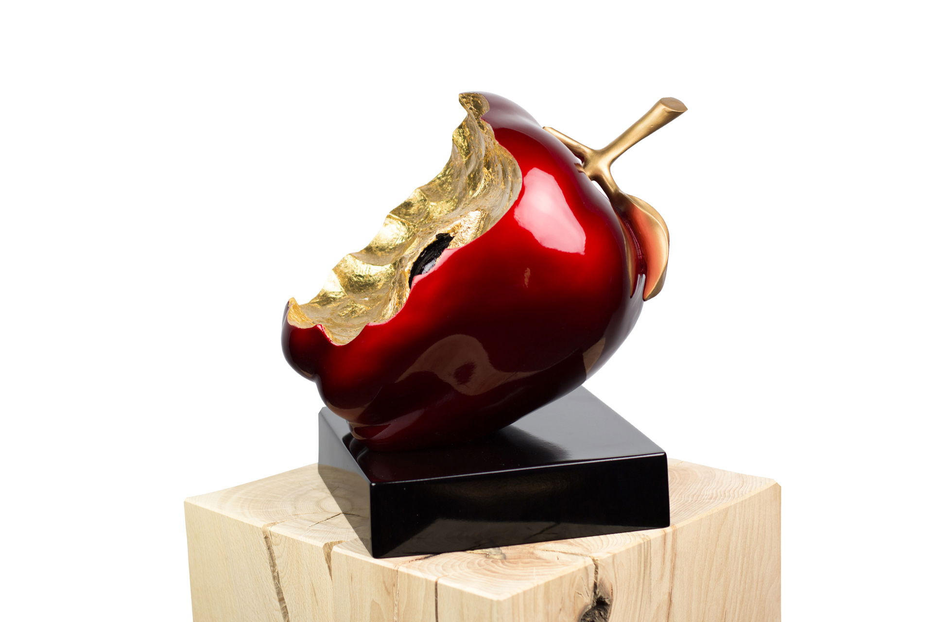 SKULPTUR Gold 31/31 cm - Rot/Goldfarben, Stein (31/31/23cm) - KUNSTLOFT