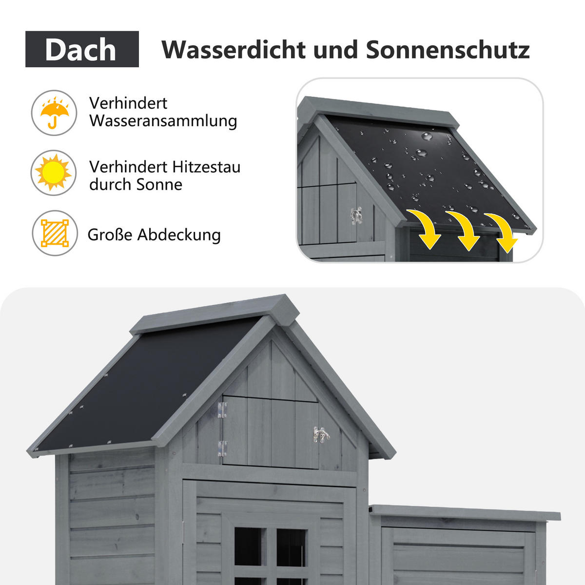 GARTENSCHRANK Tanne wetterfest Doppel Tür Stauraum Garten Grau - Grau, Holz (52/170/116cm) - FLIEKS