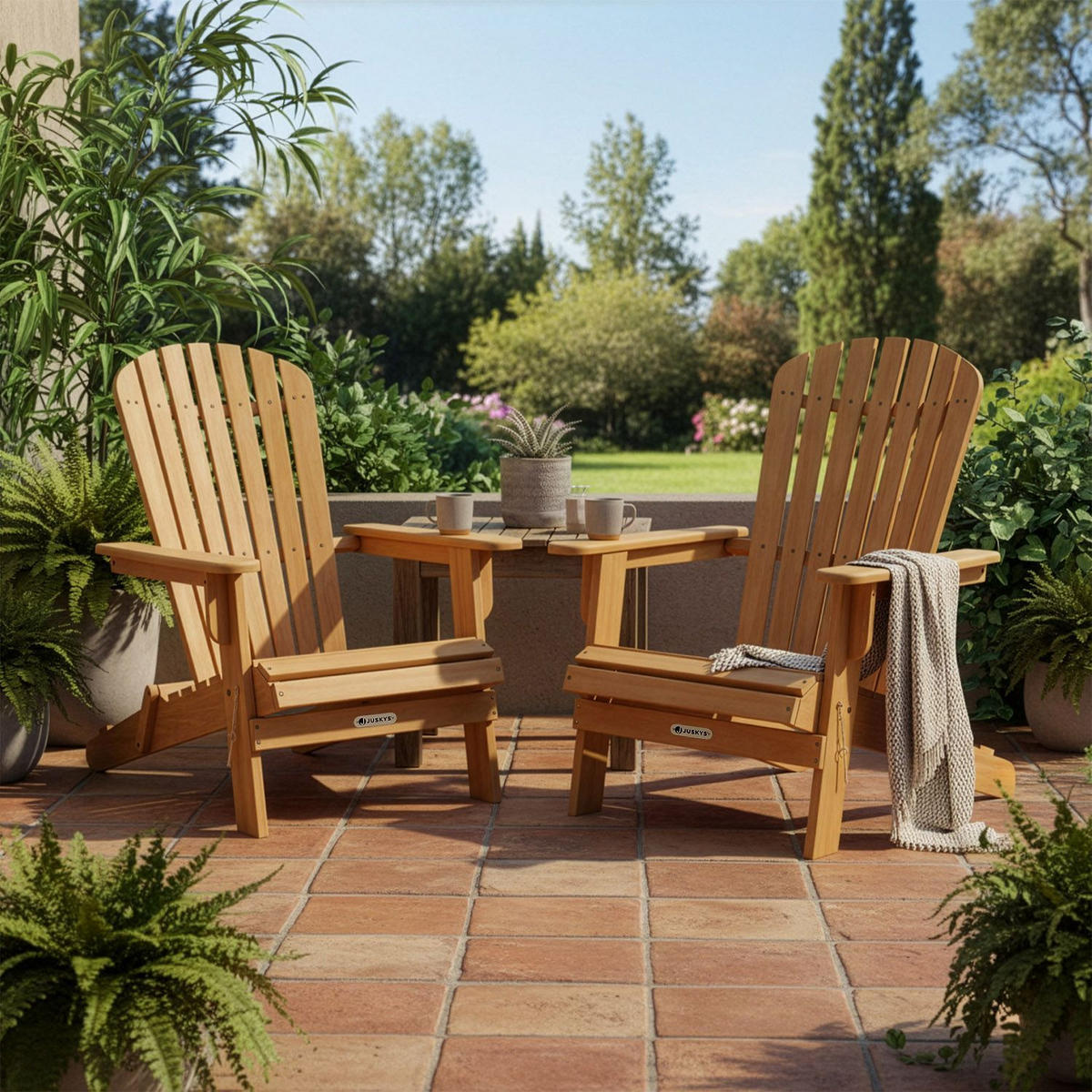 LIEGESTUHL Korfu Akazie klappbar 2er-Set - Naturfarben, Holz (69/94/85cm) - Juskys