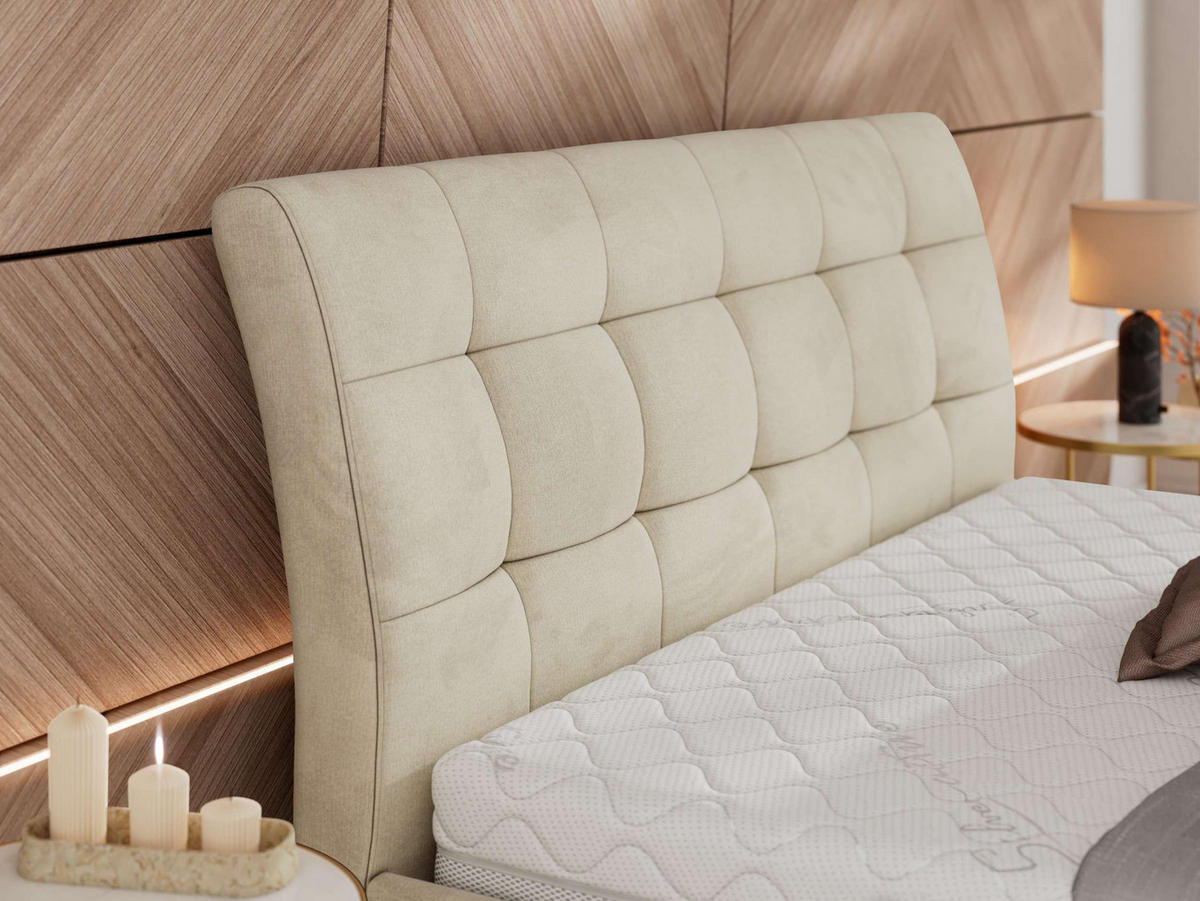 POLSTERBETT GALA CLASSIC 160/200 - Beige Velvet - Pocket-Matratze - Beige, Textil (160/200cm) - MKS
