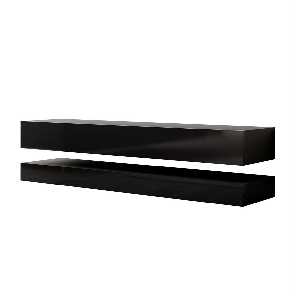 TV-RACK SKY 140 cm, Schwarz hochglanz - Schwarz, Holzwerkstoff (140/25/34cm) - Lookway