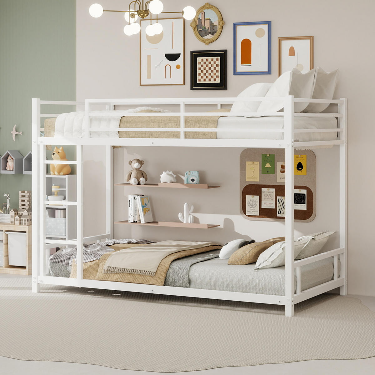 ETAGENBETT Metall-Etagenbett Schwarz - Weiß, Metall (90/190cm) - ComfortXL