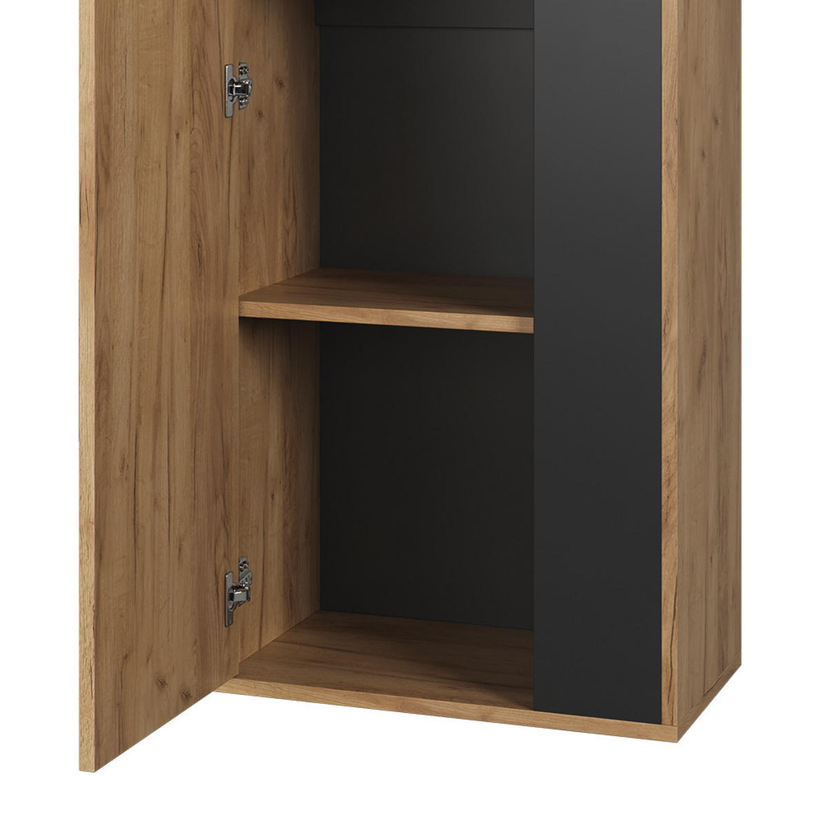 NÁSTĚNNÁ POLICE Berno Zlatý dub power/antracit - medově dubová/antracitová, kompozitní dřevo (50.1/78.4/28.3cm) - Vicco