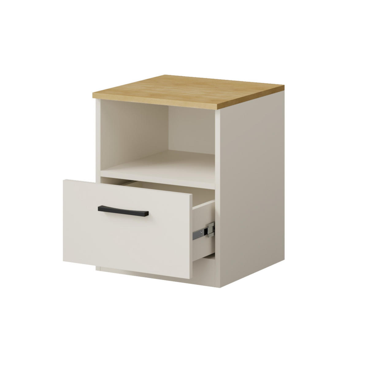 NACHTTISCH mit Schublade Billz 40 Kaschmir/Eiche Cremona - Kaschmir/Schwarz, Holzwerkstoff/Kunststoff (40/50/40cm) - mzm24