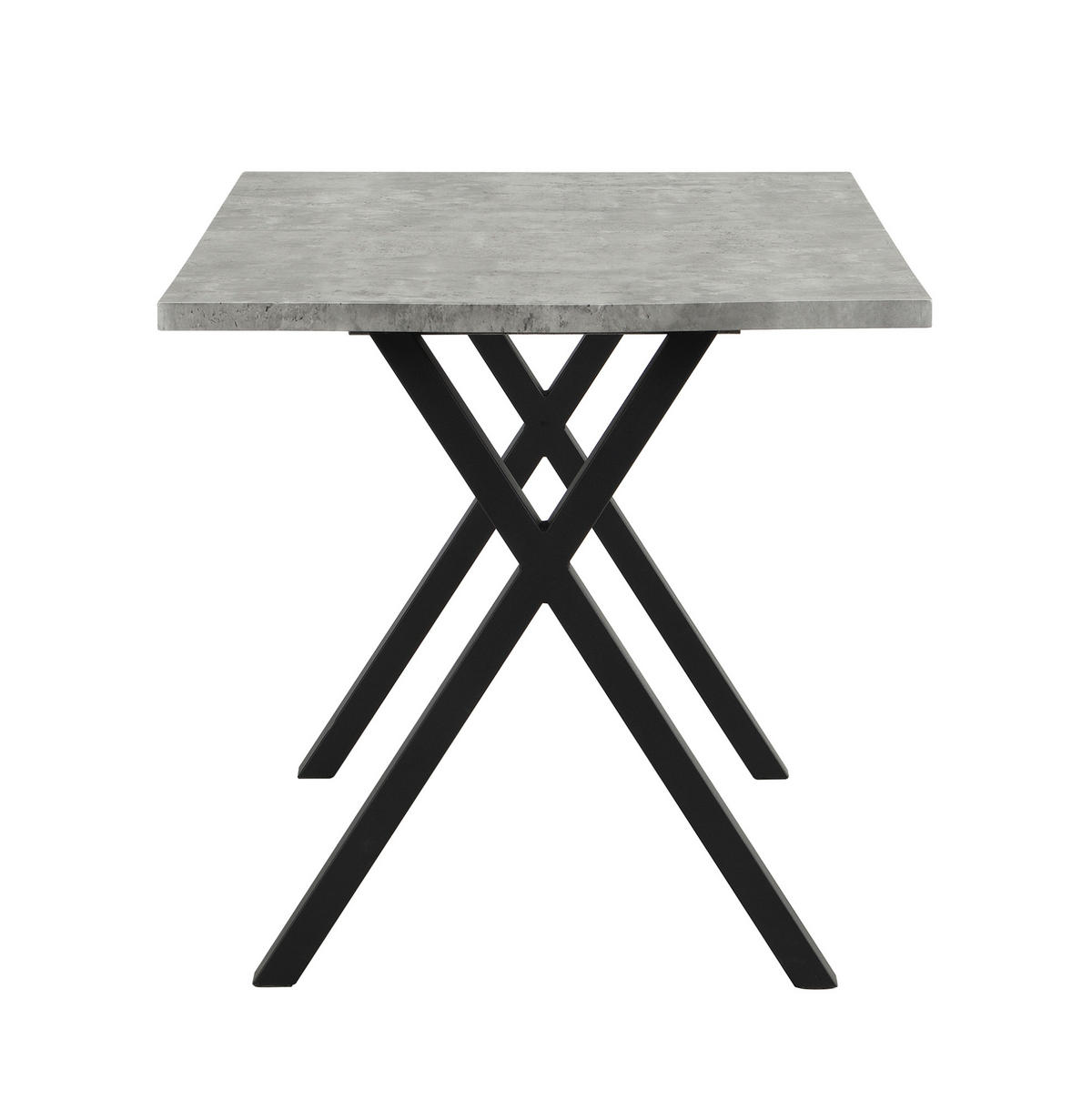 ESSTISCH 140/80/76 cm Grau Schwarz mit Kreuzgestell in Betonoptik aus MDF und Metall - Grau, Holzwerkstoff (140/80/76cm) - OKWISH