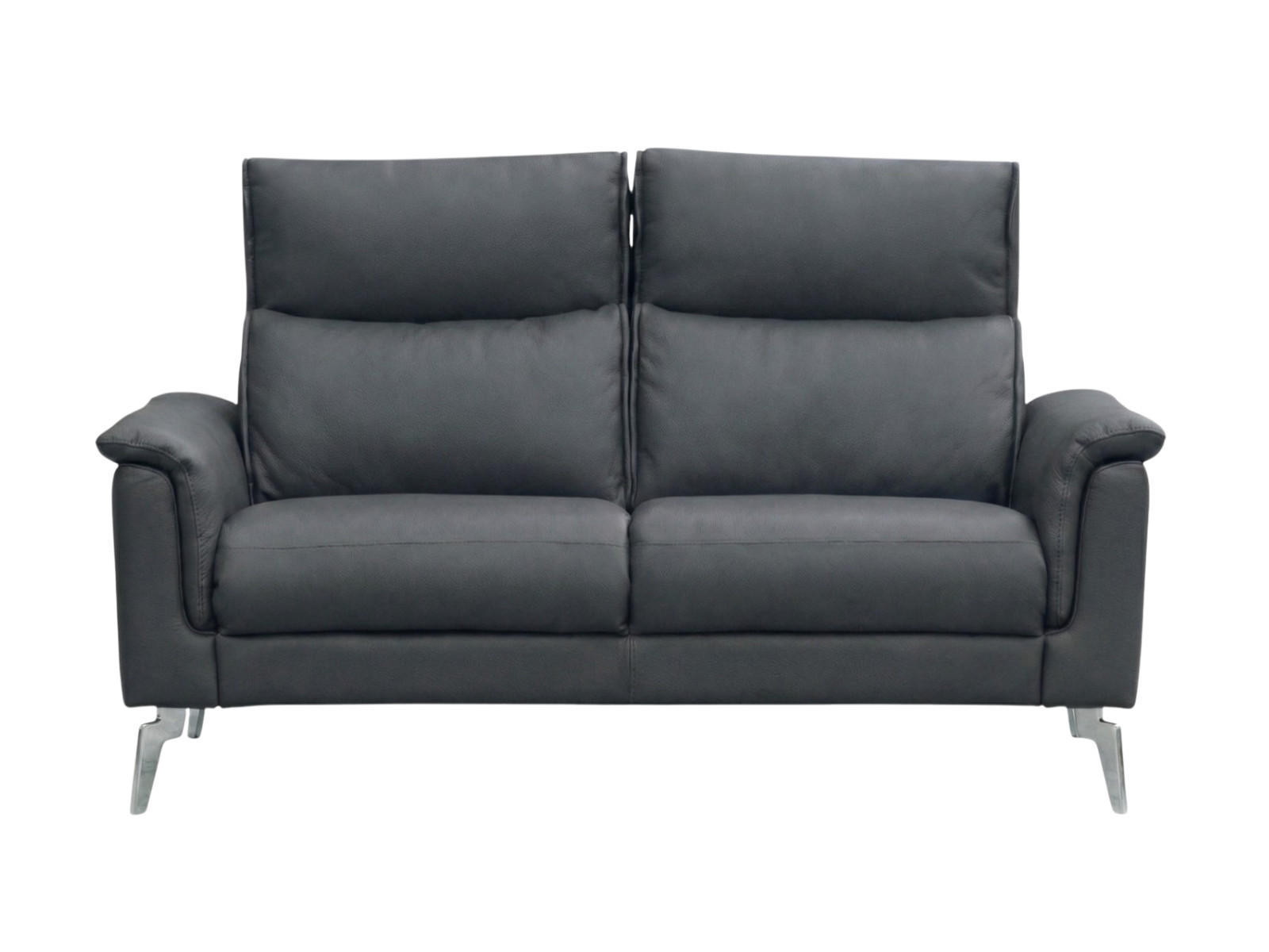2-SITZER Sofa Borea Echtleder Anthrazit - Anthrazit, Leder/Metall (176/102/98cm)