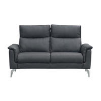 2-SITZER Sofa Borea Echtleder Anthrazit - Anthrazit, Leder/Metall (176/102/98cm)
