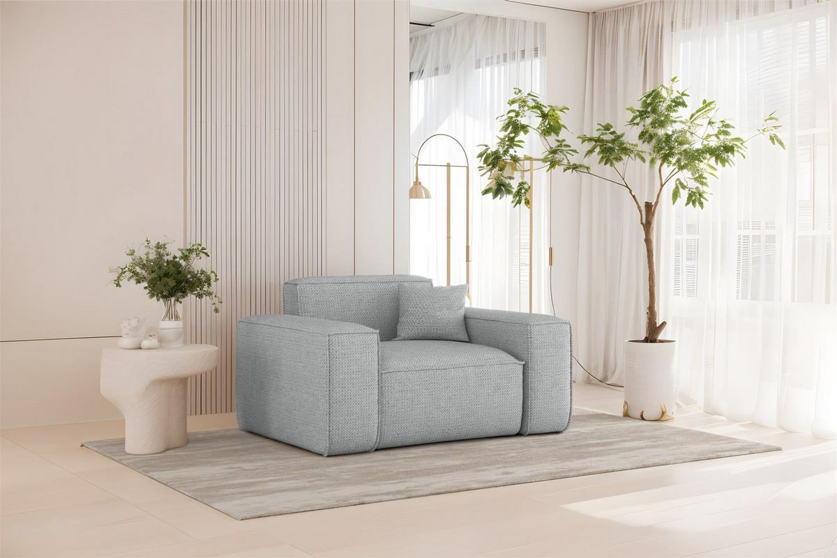 SOFASET Celes Premium 3-2-1 In Artico - Hellgrau, Holzwerkstoff/Textil (218/73/90cm) - Fun Möbel