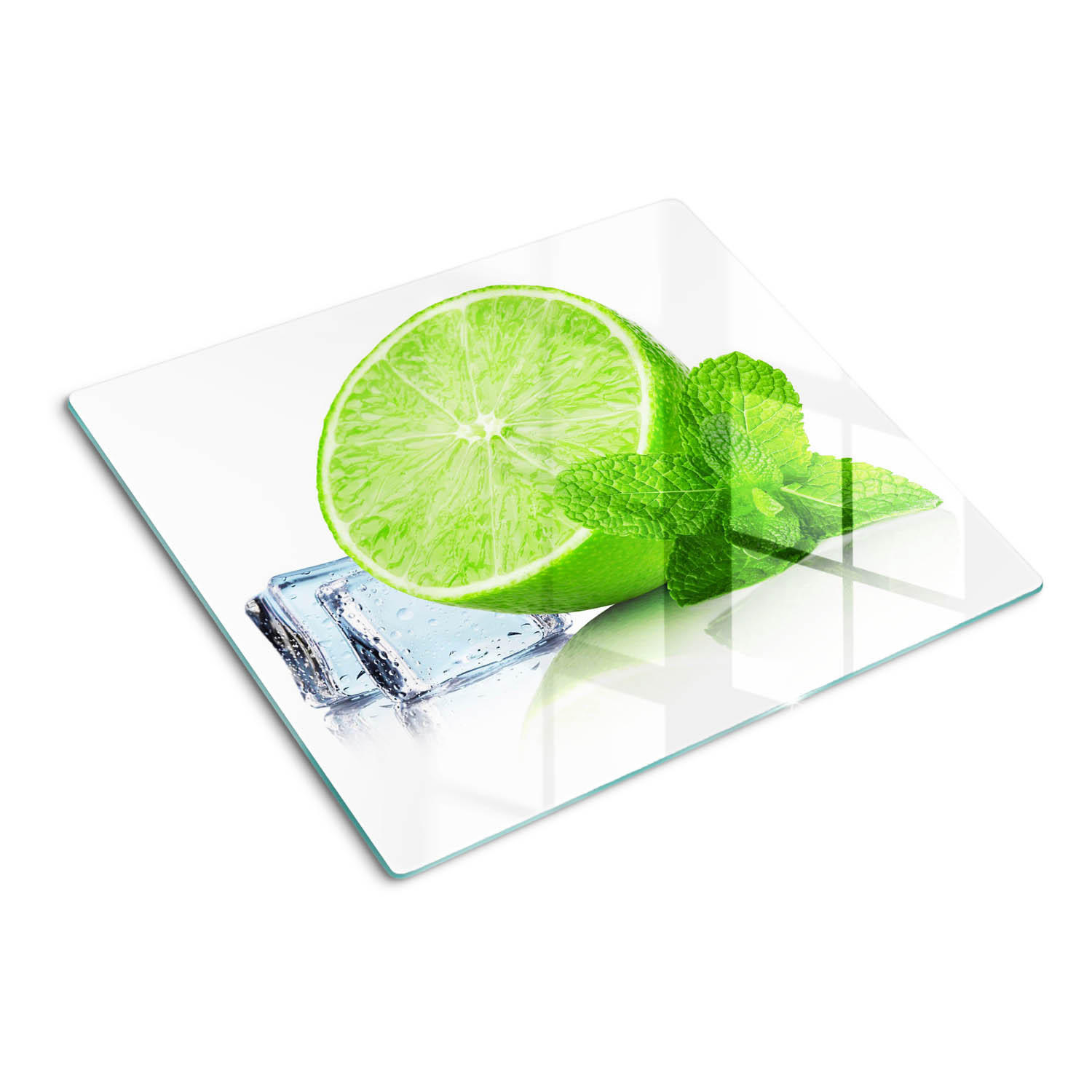 GLASPLATTE 60x52 cm Limette mit Eis - Grün, Glas (60/0.4/52cm) - TULUP