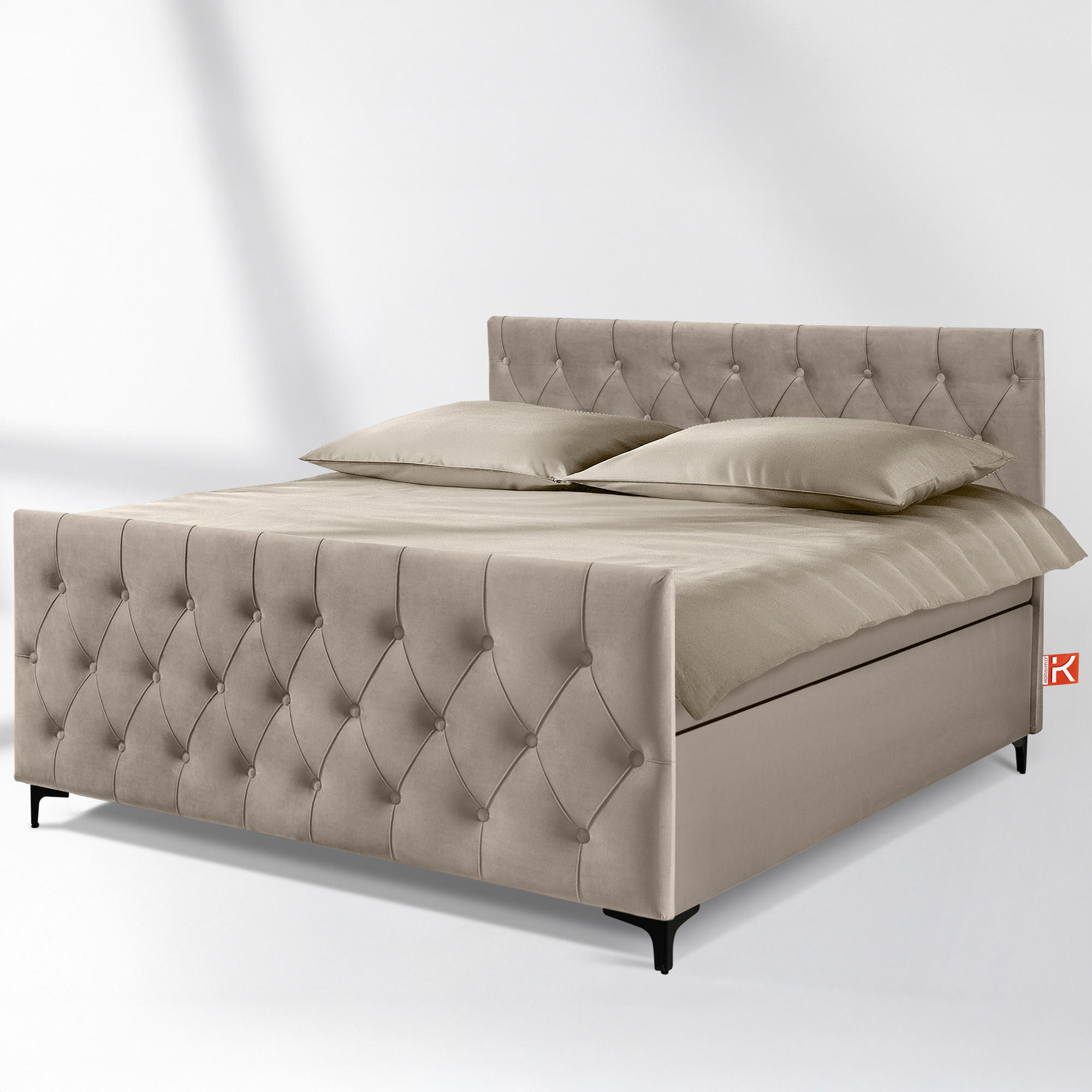POLSTERBETT ARDEA, Beige - Beige/Schwarz, Holz/Holzwerkstoff (160/200cm) - KONSIMO®