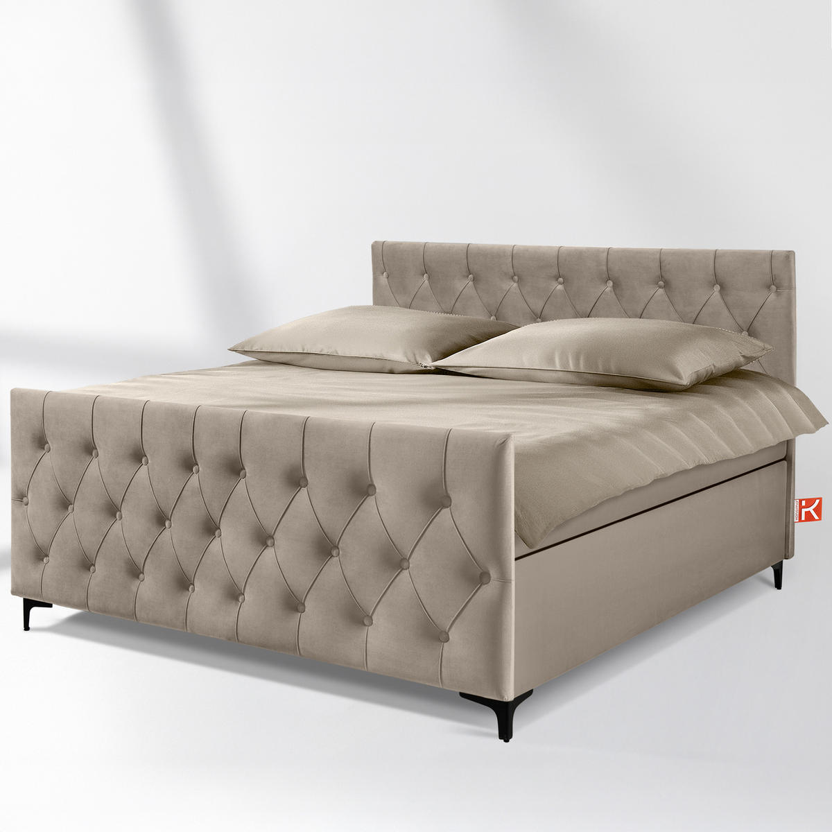 POLSTERBETT ARDEA, Beige - Beige/Schwarz, Holz/Holzwerkstoff (160/200cm) - KONSIMO®