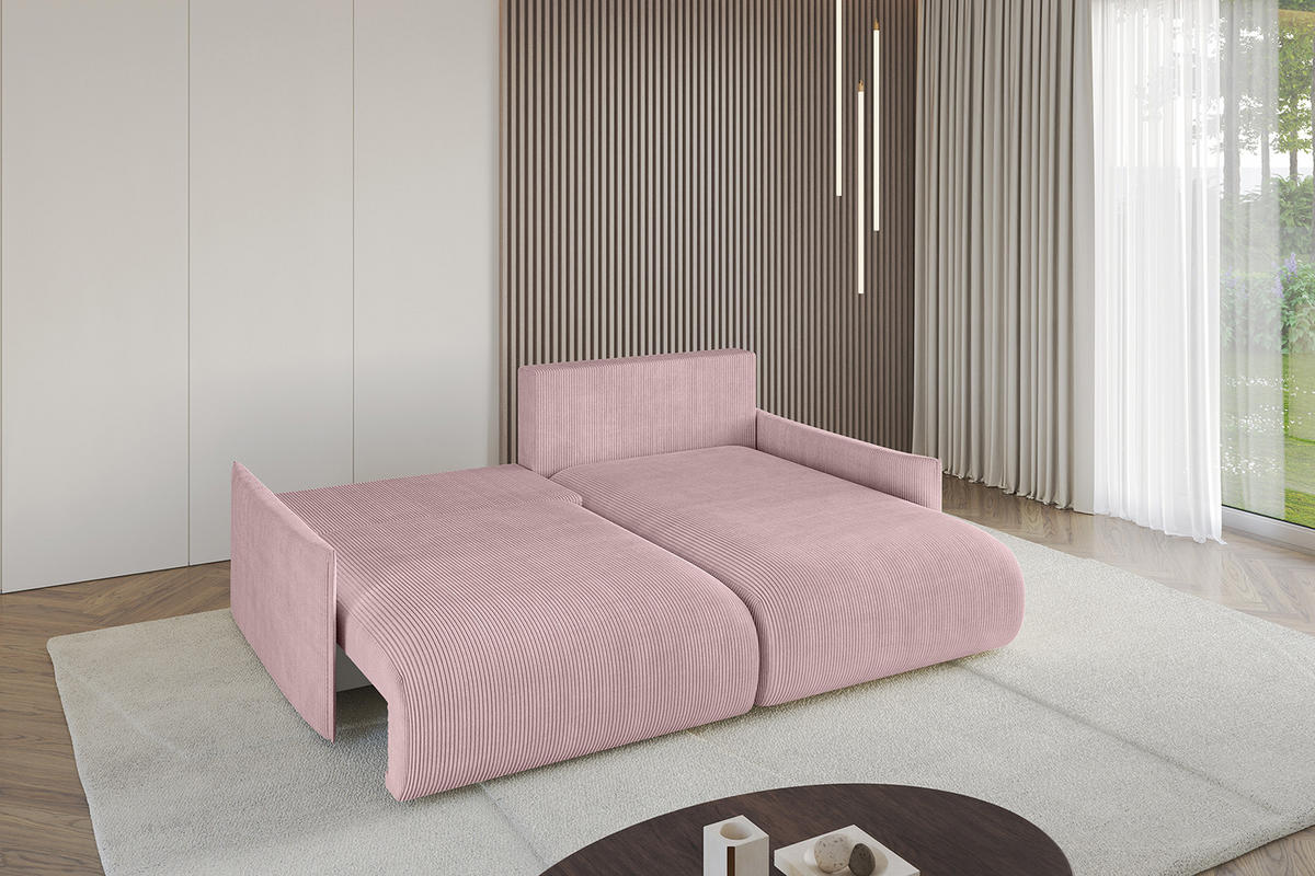 ECKSOFA Ottomane rechts ONESK-L -v1 216x177x72 Rosa Cord - Rosa, Holzwerkstoff/Kunststoff (177/216cm) - ALTDECOR