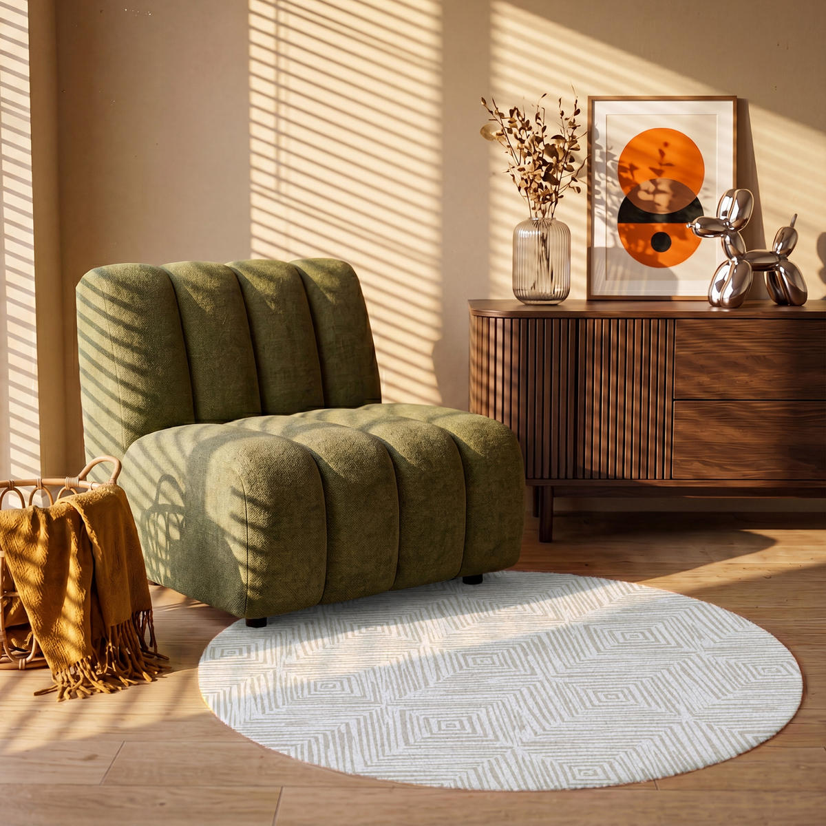 KOBERCE - Abstraktné - Diamanty - Béžová - 120x120 cm - béžová, textil/plast (120/0.4cm) - OnlyWow