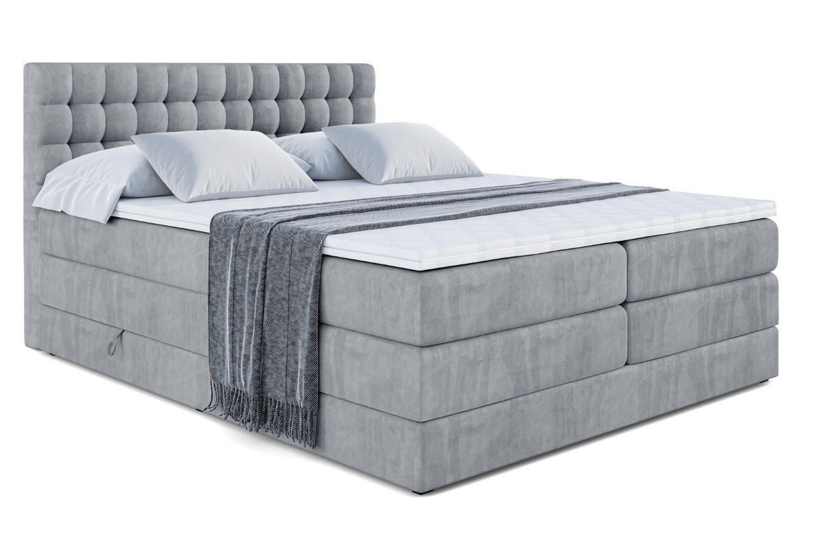 BOXSPRINGBETT VIONE KING - 120 x 200 - H3/H4 - Grau - Grau, Holzwerkstoff (120/200cm) - ALTDECOR