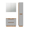 BADMÖBEL-SET Lotta Eiche/Grau mit Kachelstruktur 3 Teile - Eichefarben/Grau, Holzwerkstoff (79.6/62.5/32cm) - Vicco