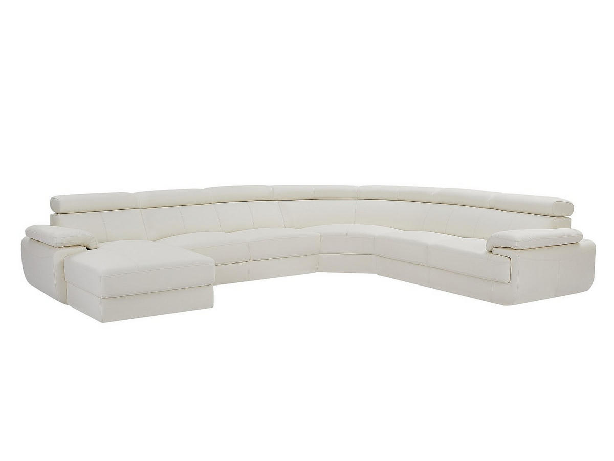 SOFA - 7 Personen - leder - weiß Elevanto - Weiß, Leder/Metall (355/90/172cm) - Vente-Unique