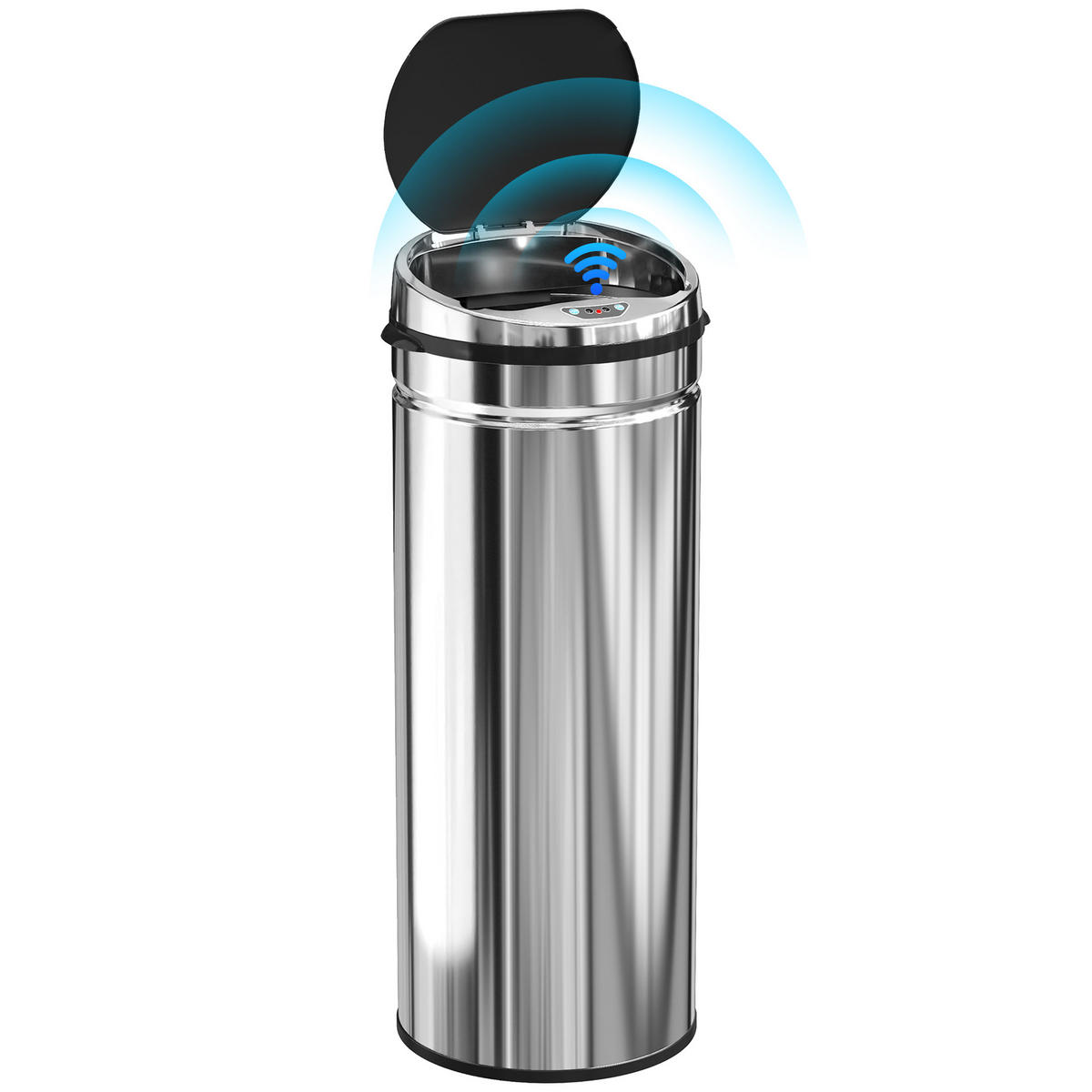 MÜLLEIMER SENSOR Infrarot Automatik Edelstahl Schwarz-Silber 30,5/30,5/81,5 cm - Silberfarben, Metall (30.5/81.5/30.5cm) - Rolipo
