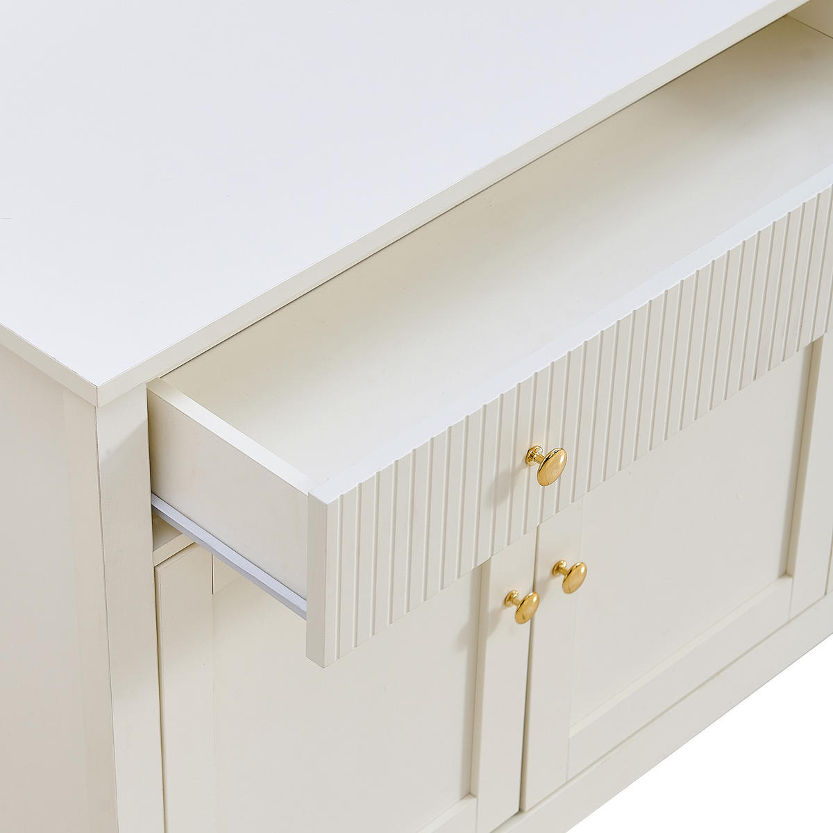 SIDEBOARD aus mattweißem MDF, mit 4 Türen und 2 Schubladen - Weiß, Holzwerkstoff (160/82/40cm) - Urban Meuble