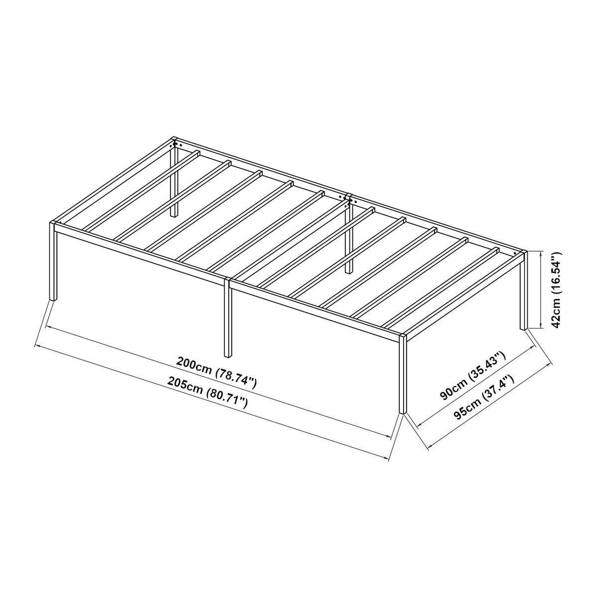 METALLBETT Vårdö - Schwarz, Metall (90/200cm) - [en.casa]