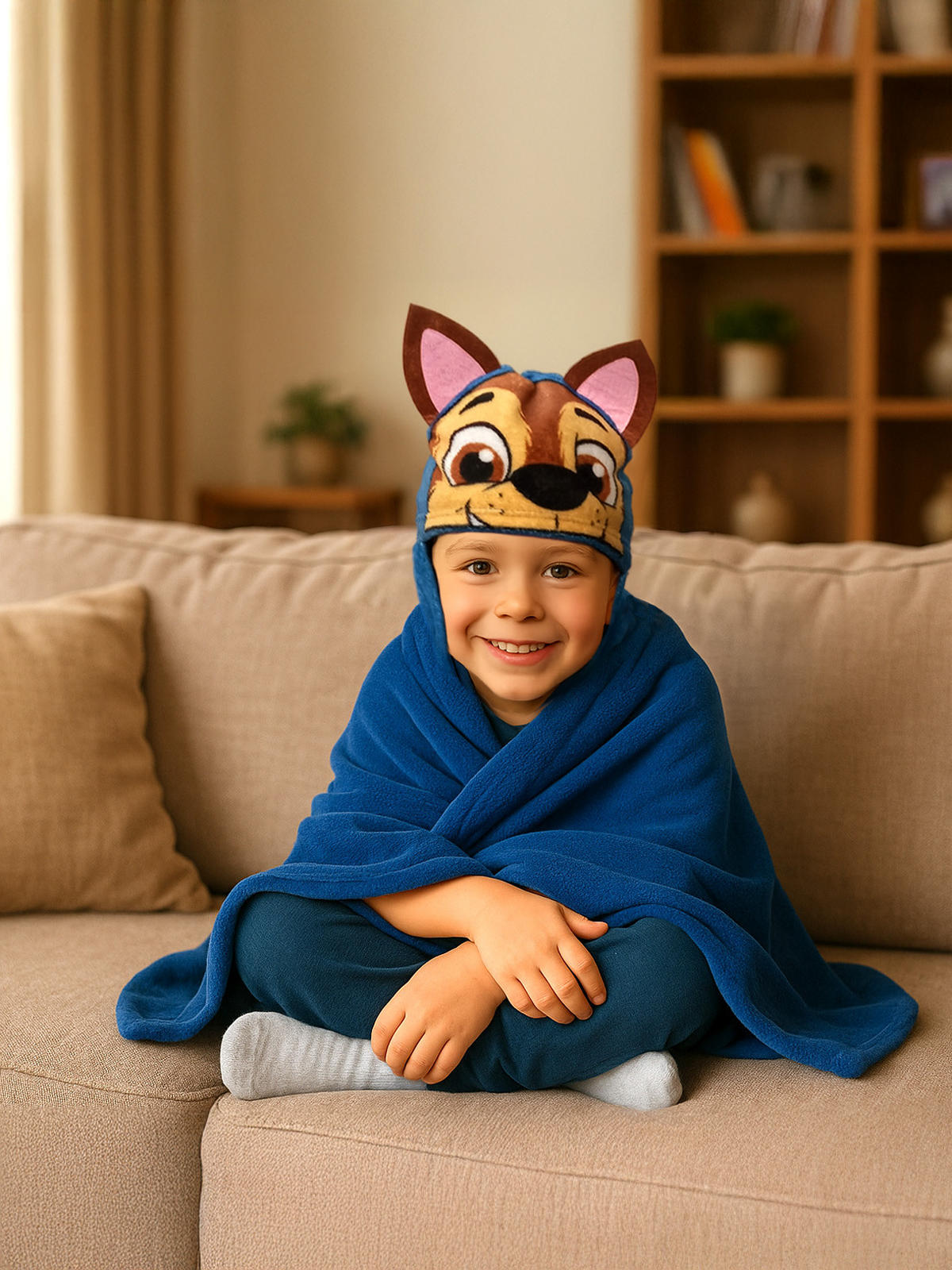 KUSCHELDECKE Paw Patrol Chase Kuscheldecke mit Kapuze Blau 100 x 130 cm - Blau, Textil (100/130cm) - Paw Patrol