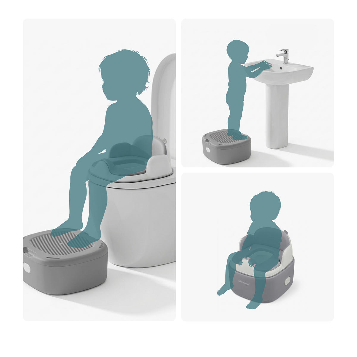 NOČNÍK Šedá Bílá 4-v-1 s víkem - různobarevná, plast (36.5/29cm) - Relaxdays