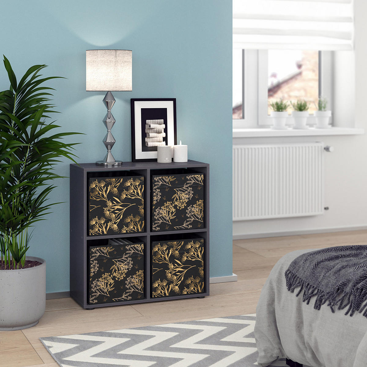 DĚLICÍ STĚNA Tetra Černá - černá, kompozitní dřevo (72.6/72/29cm) - Vicco