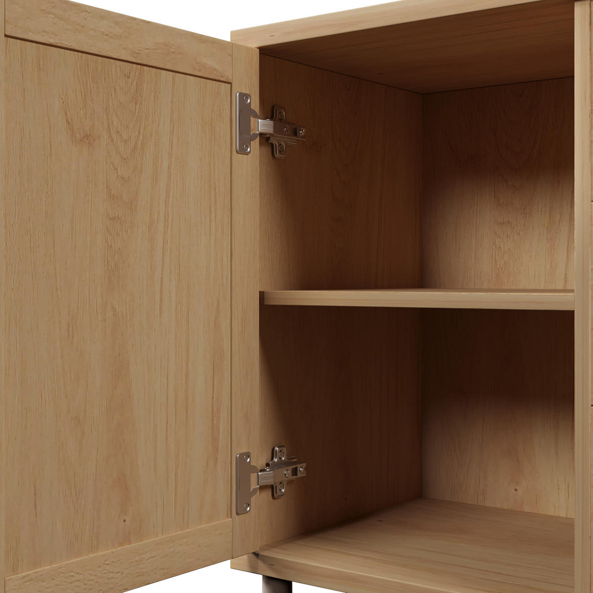 KOMMODE Eiche, 120/40/75 cm, mit 2 Türen, 3 Schubladen und höhenverstellbaren Einlegeböden - Naturfarben/Weiß, Holzwerkstoff/Metall (120/70/40cm) - CHICFURN
