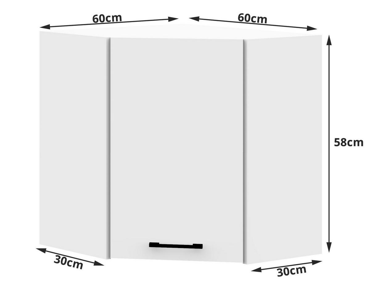 KÜCHENSCHRANK Weiß 30x60x58cm - Schwarz/Weiß, Holzwerkstoff/Kunststoff (60/58/30cm) - Akord