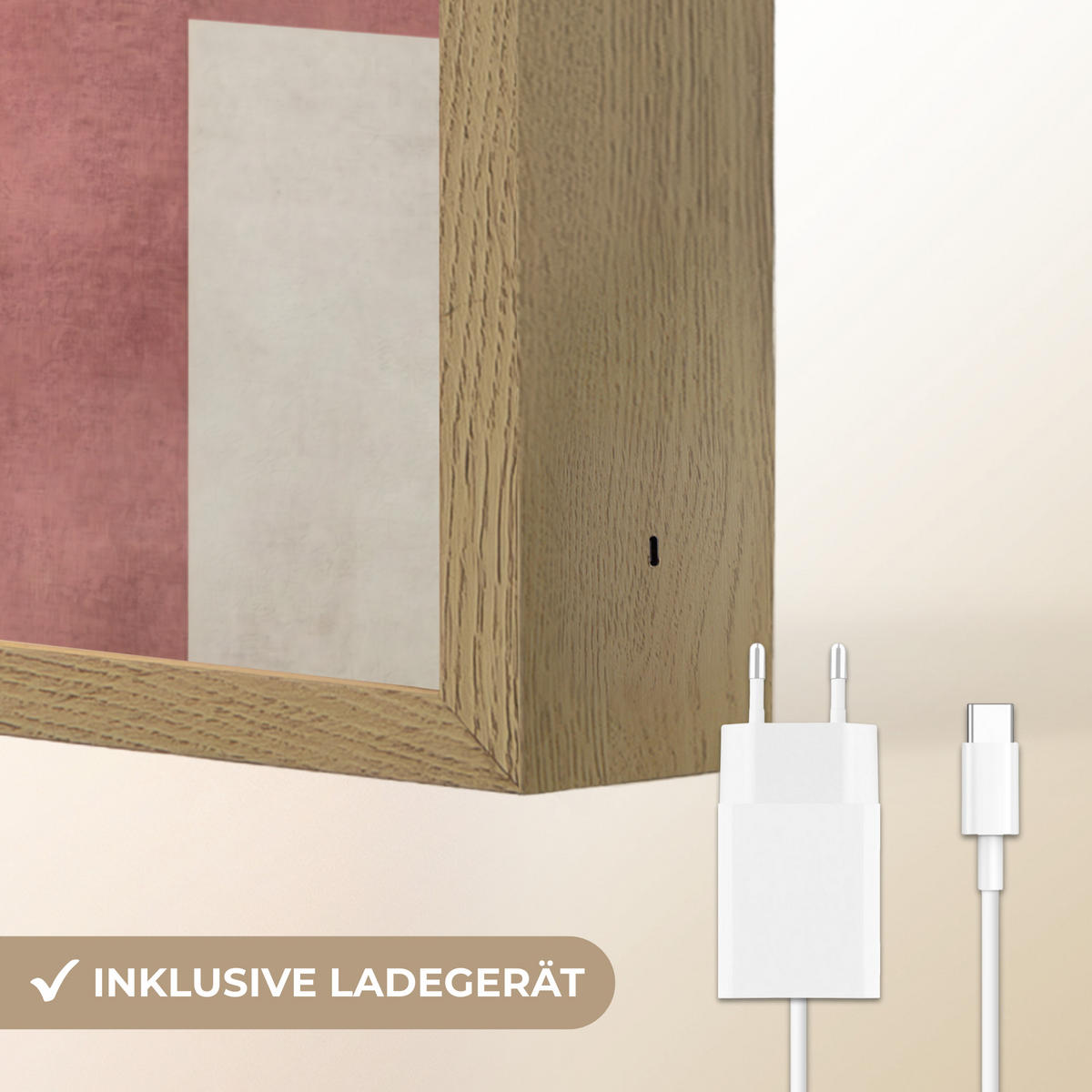 WANDLEUCHTE MIT AKKU Figuren - Abstrakt - Rosa 30x40 cm - Altrosa, Holzwerkstoff (30/40/8cm) - OnlyWow