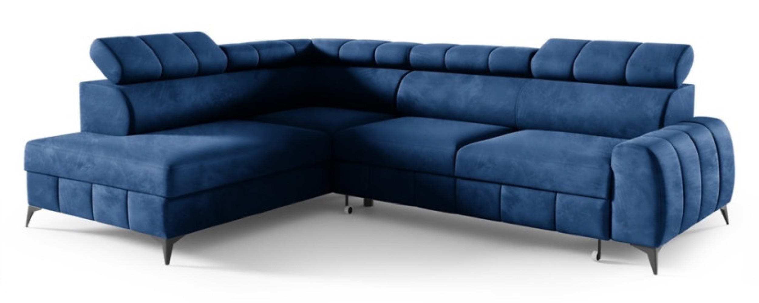 ECKSOFA Granatowy DON Ausziehbar Links - Blau, Textil (279/203cm) - Sepro Meble