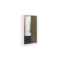 KLEIDERSCHRANK NERA - 120 cm - Weiß|Schwarz|Eiche Artisan - Schwarz/Weiß, Holzwerkstoff (102/200/51cm) - ALTDECOR