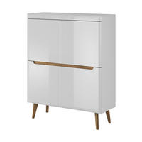 KOMMODE Nodis Weißer Glanz, Kommode mit Schubladen - Weiß/Braun, Holzwerkstoff (107/134/40cm) - Bettso