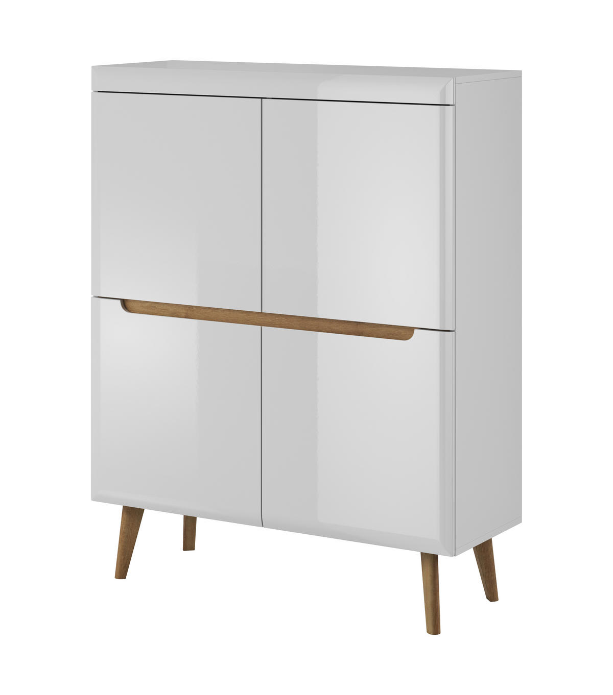 KOMMODE Nodis Weißer Glanz, Kommode mit Schubladen - Weiß/Braun, Holzwerkstoff (107/134/40cm) - Bettso