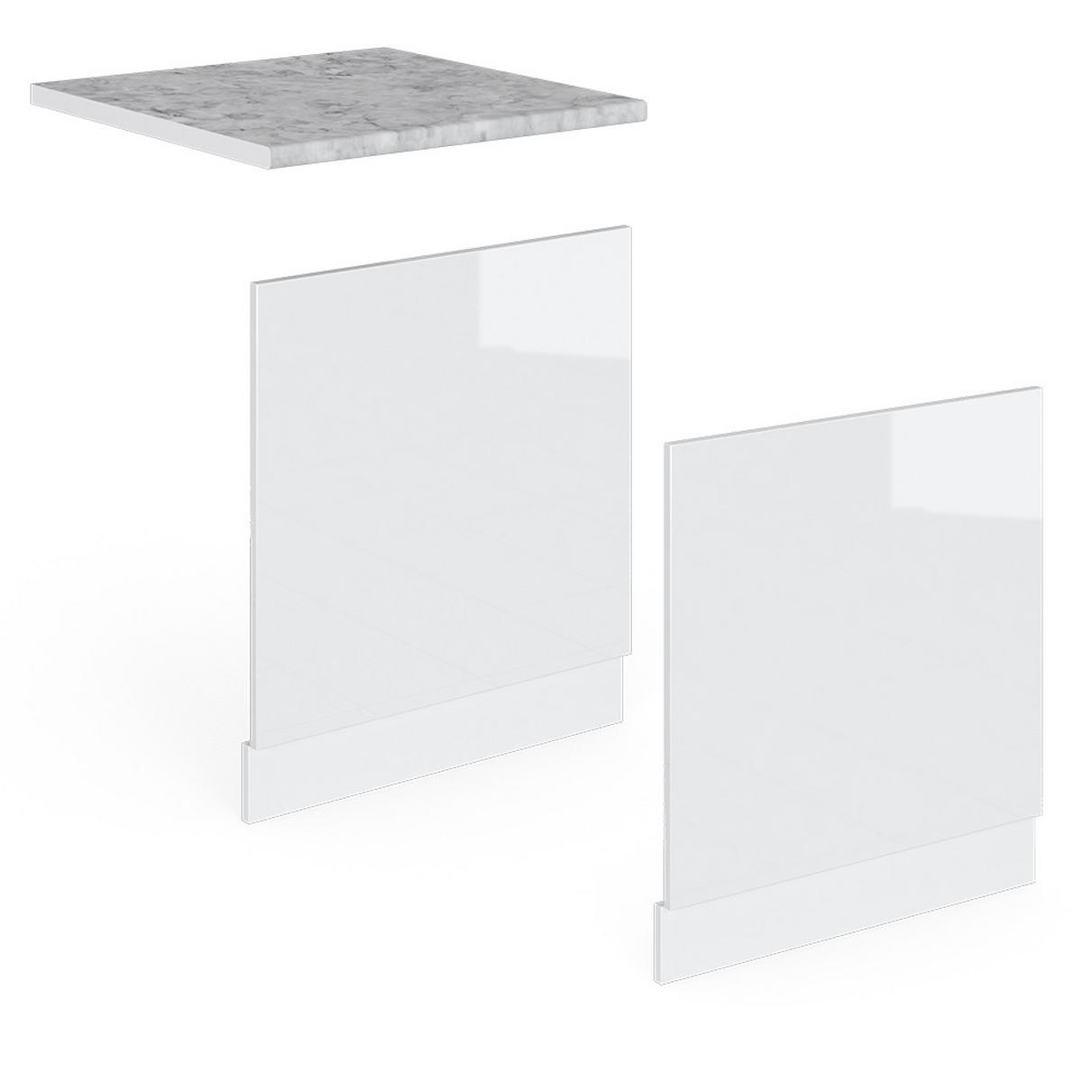 FRONTBLENDE R-Line Weiß Hochglanz 60 cm ohne AP - Weiß Hochglanz/Weiß, Holzwerkstoff (60/57.2/1.6cm) - Vicco
