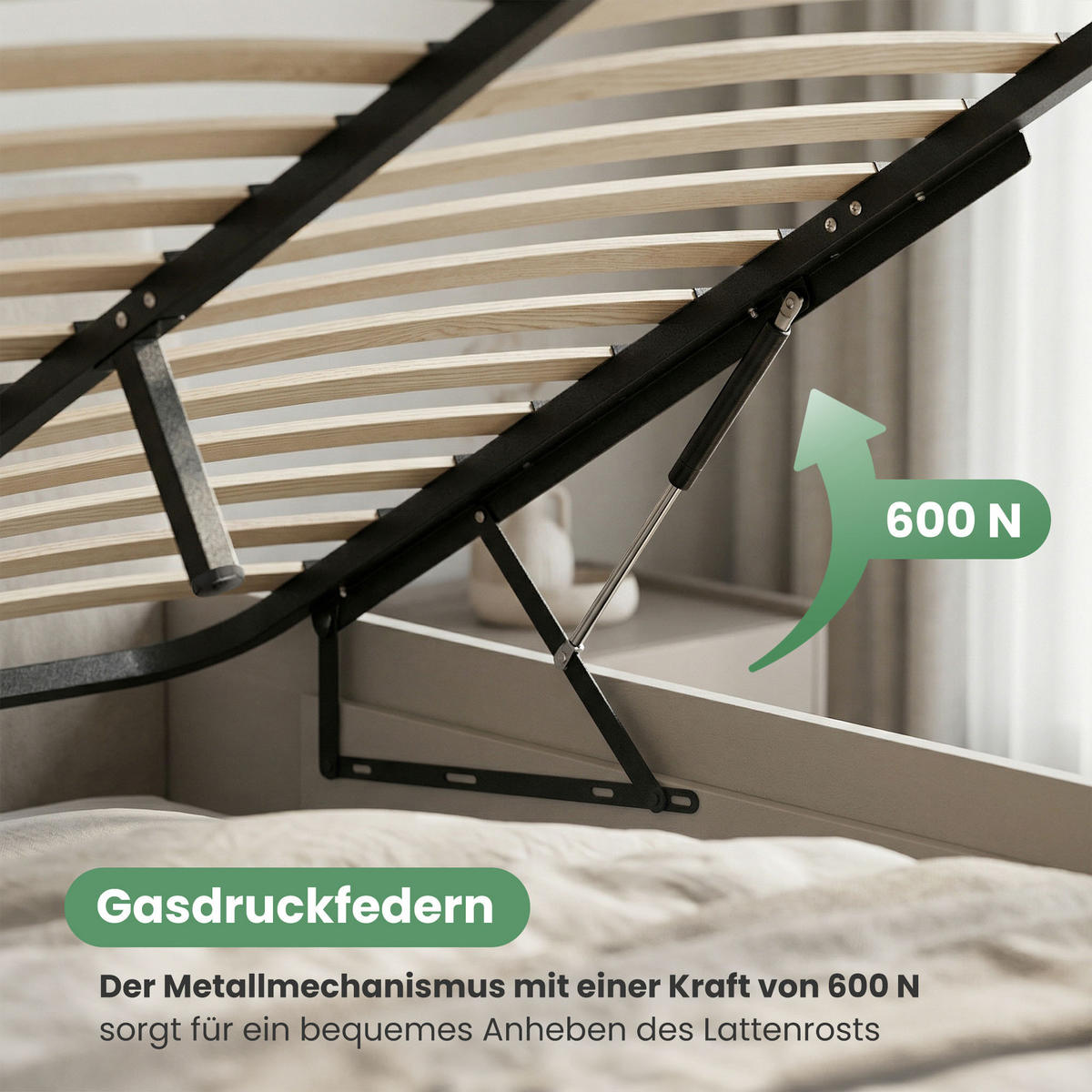 LATTENROST 100x200 cm - Schwarz, Holz/Metall (100/200cm) - Akord