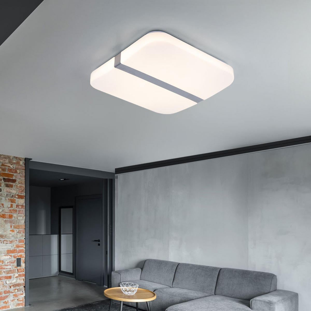 LED DECKENLEUCHTE Chrom Weiß Quadrat - Weiß, Metall (33/33/5.5cm) - Globo Lighting