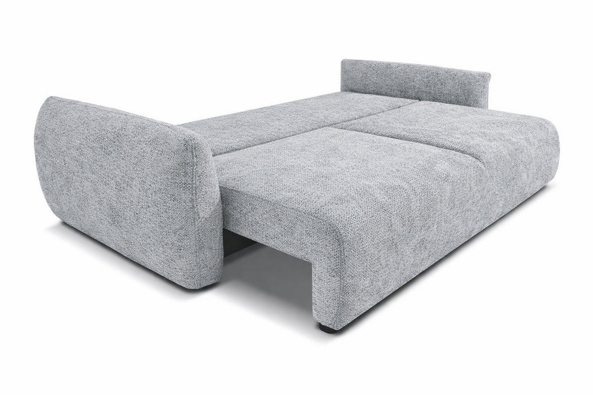 SOFA Mit Schlaffunktion Und Bettkasten, Chenille-Stoff Artico, Cement, Zephira - Hellgrau, Holz (238/87/102cm) - Kaiser Möbel